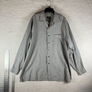HUGO BOSS Shirt Men's XL Gray Check 100% Cotton Collared Casual Button-Up 8413‎